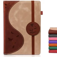 Lined Rose Journal Notebook for Women, A5 Hardcover Leather Beige & Brown