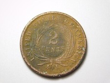 VINTAGE US COINS CIVIL WAR 1865 2 CENTS PIECE COIN