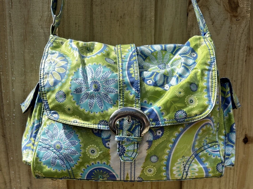 Bolso de Pañales Kalencom MIDI Hebilla Laminado Correa Ajustable Cartera Verde Cachemira Foto 2 de 4