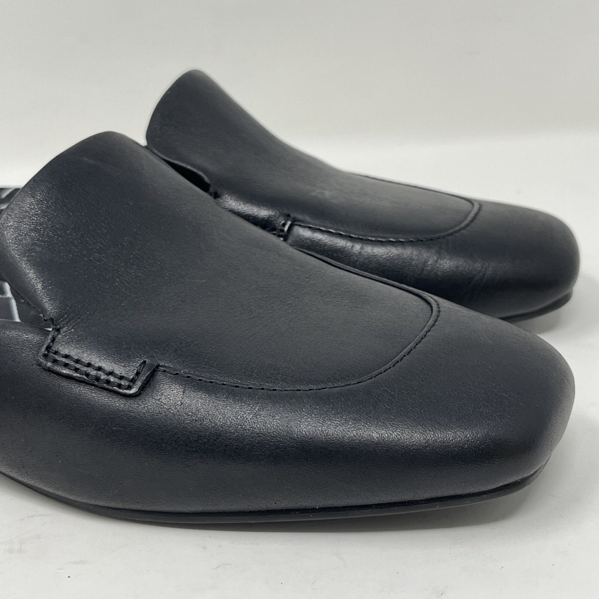 Ugg Leather Mules Black Janaya Slip On Shoes Logo Spell Out Womens