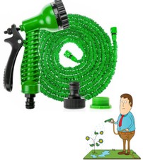 150FT EXPANDABLE FLEXIBLE HOSEPIPE GARDENING HOSE PIPE SNAKE GUN GREEN WATERING