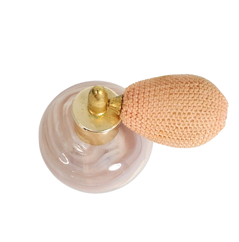Vintage Pink Swirl Blown Glass Perfume Bottle with Atomizer by I. W. Rice - Picture 2 of 8