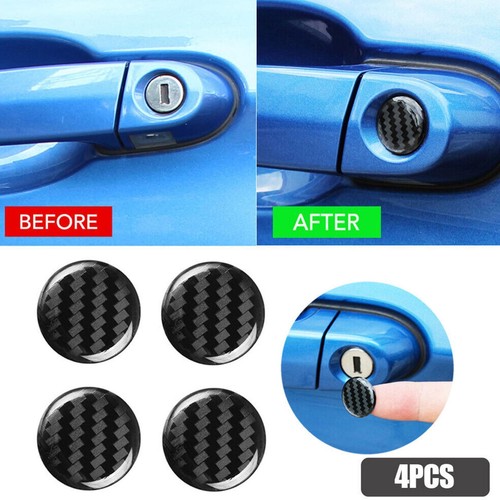4pcs 20mm Carbon Fiber Car Door Lock Keyhole Protector Sticker Access ...