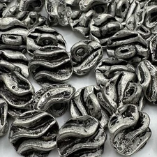 Blackened Silver Finish Cast Metal Button Wave/Rose Design 13mm 18mm 23mm Shank