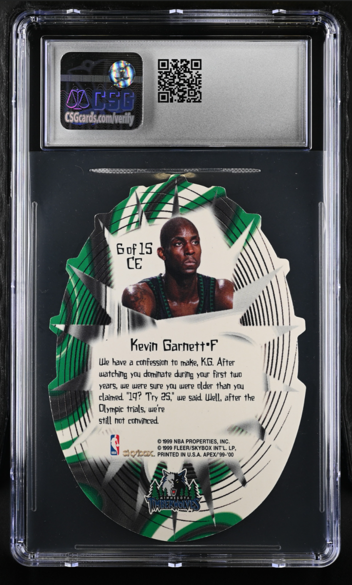 1999-00 Skybox Apex Kevin Garnett #6 Cutting Edge SGC 9 Mint Rare