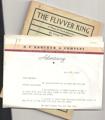 1937 THE FLIVVER KING - A Story of Ford-America - UPTON SINCLAIR w/ GM Letter!