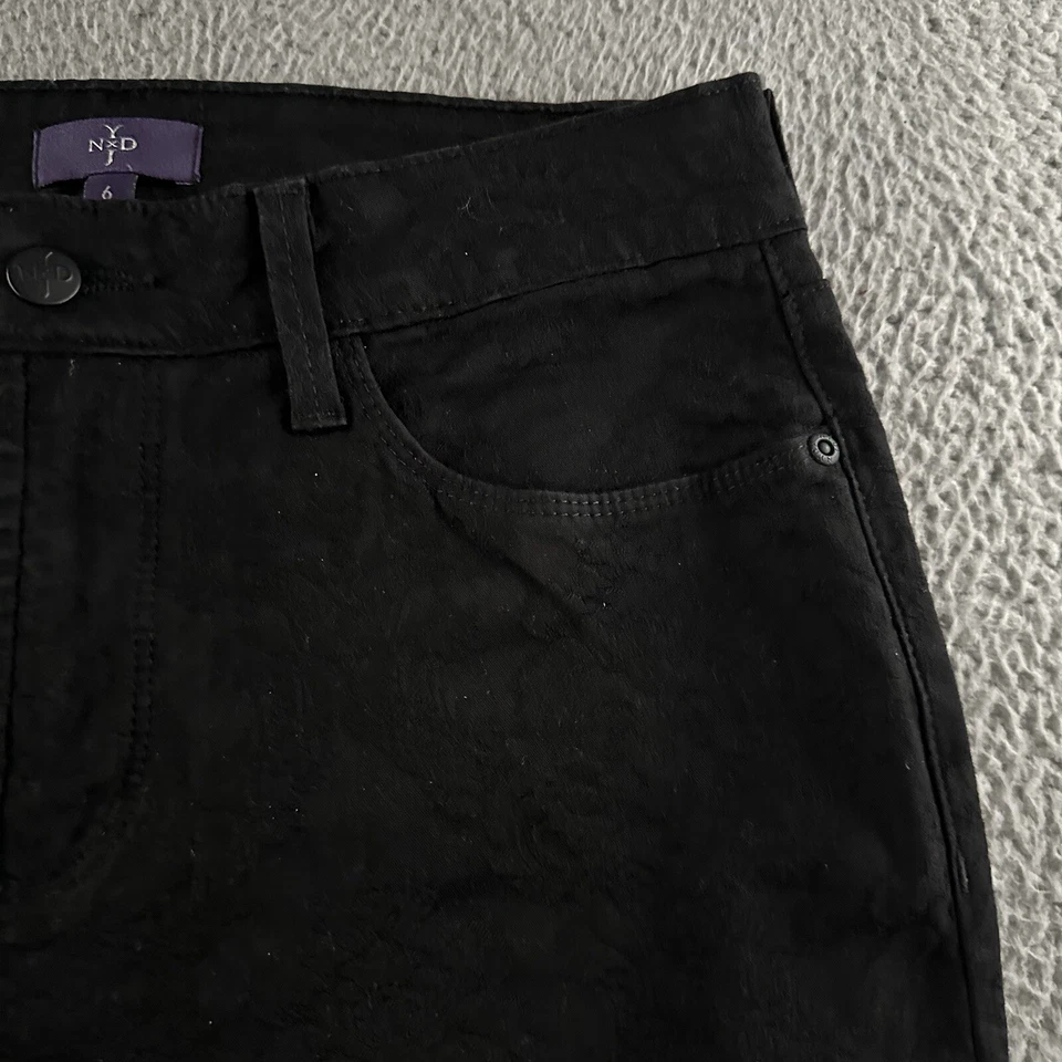 NYDJ Womens Jeans Black Size 6 Legging Lift Tuck Jegging Floral Cotton Blend - Image 4 of 4