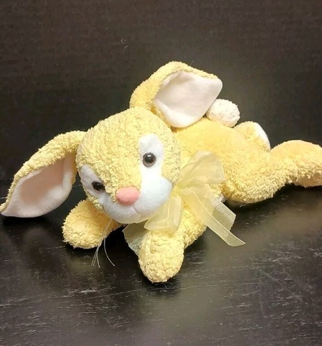 Vintage Yellow & White Terry Cloth Plush Bunny Rabbit Stuffed Animal 12 ...