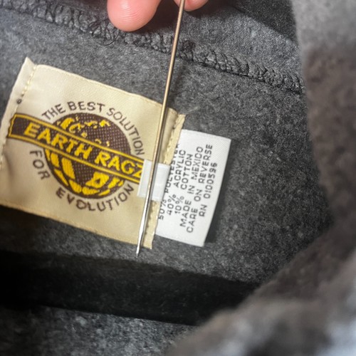 Vintage Earth Ragz Hoodie Herren Large grau Pferd Stickerei Full Up Pullover Sweatshirt - Bild 15 von 22