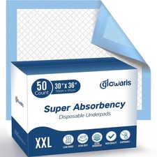 50 Count 30  x 36  XXL Disposable Underpads, Super Absorbent Leakproof Quick ...