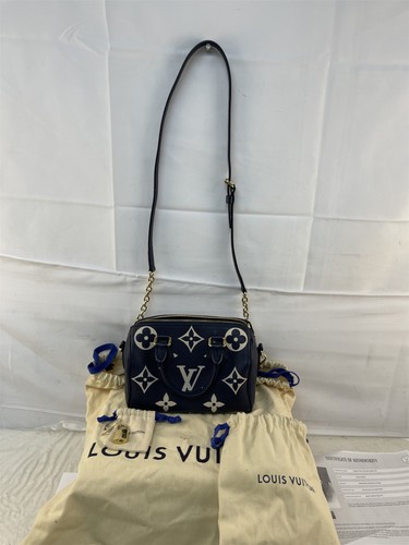 Louis Vuitton M47048 Speedy Bandoliere 20 Monogram Emprente Navy Shoulder Bag