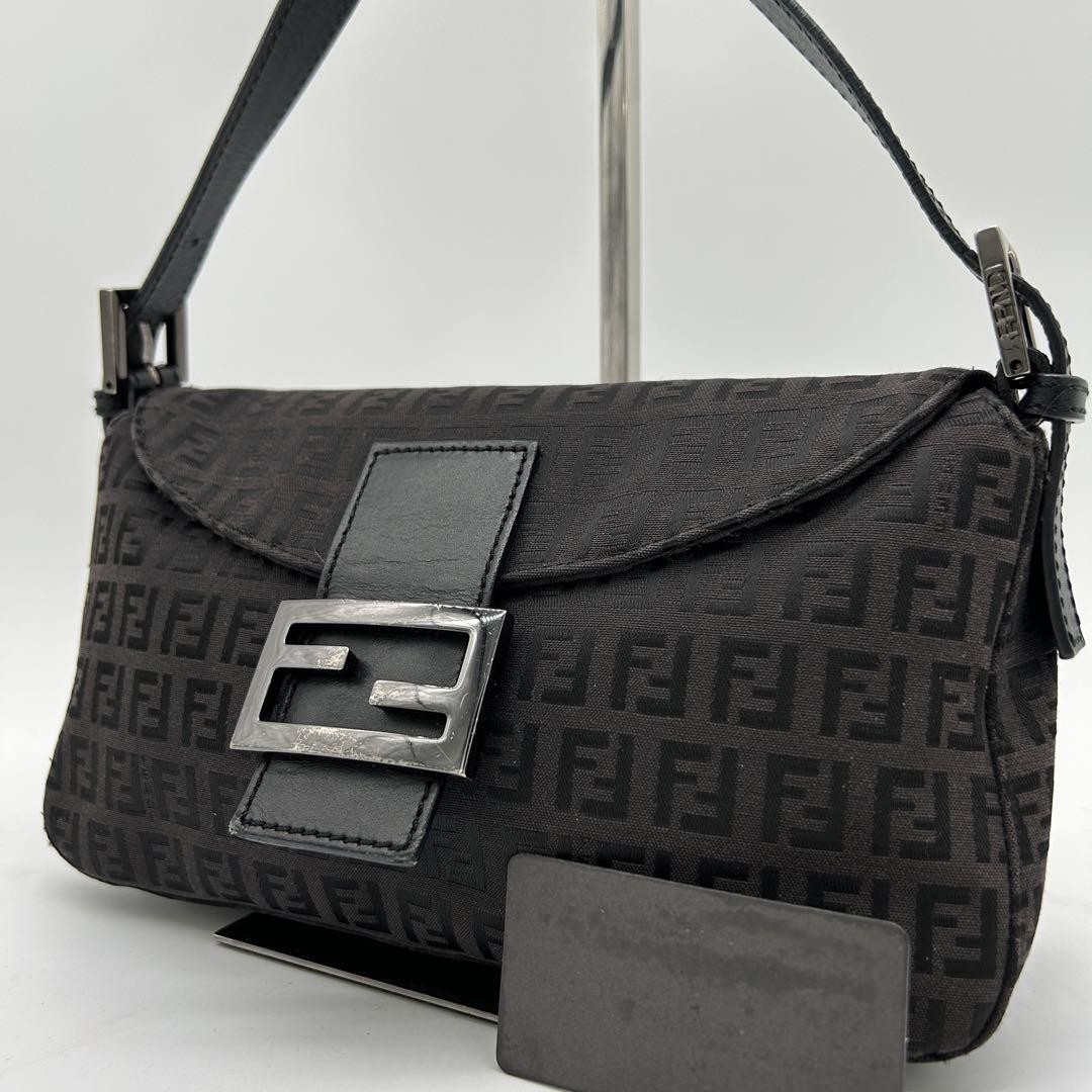 Fendi Mamma Baguette Shoulder Bag in Zucchino Canvas Vintage Designer Handbag
