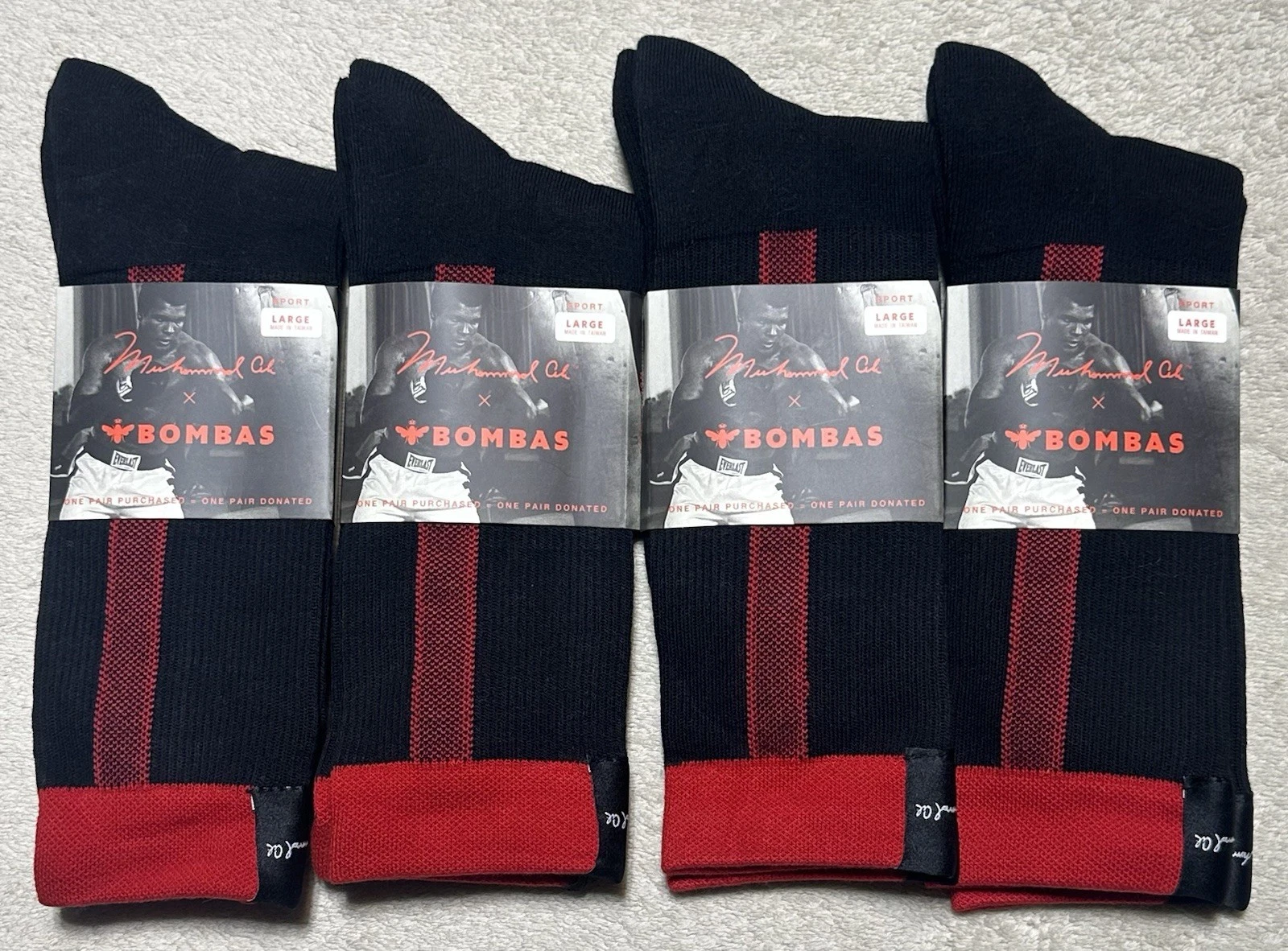 Bombas 4-Pack Mens Muhammad Ali x Championship Calf Socks Size Large