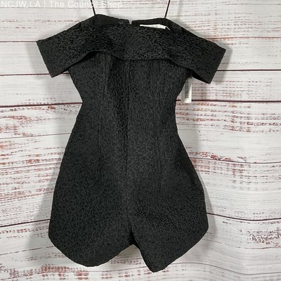 NWT JONATHAN SIMKHAI Women's Black Jacquard Off Shoulder Shorts Romper- SZ 2