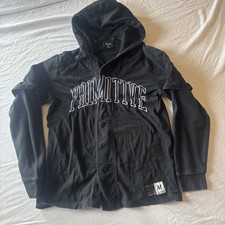 Primitive Skateboarding Base Black 2Fer Baseball Jersey Hoodie Size XL
