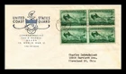 DR JIM STAMPS US COVER WWII COAST GUARD FDC SCOTT 936 BLOCK OF 4 HF CACHET