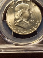 1953 D Franklin Silver Half Dollar, PCGS MS 65FBL, Denver inv03 g8