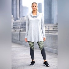 Cuddl Duds Light Gray Cowl Neck Tunic Sz S