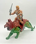 Vintage 1982 Mattel MOTU He-Man & Battle Cat Lot - 100% Complete with Weapons