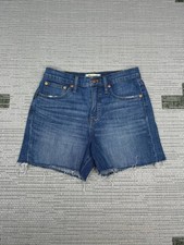 Madewell High Rise Shorts Womens 26 Blue Denim Cut Off Cotton Stretch Frayed Hem