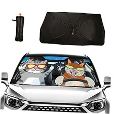 Car Windshield Sun Shade Umbrella Foldable Front Window One Size Funny Cats
