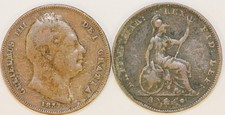 1831 to 37 William IV Copper Farthings, Your Choice of Date, Fine or Better