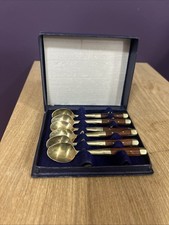 VINTAGE-6 SIAME BRONZE SPOONS WITH WOOD