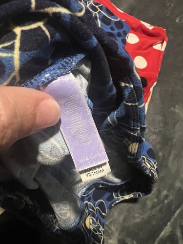 Lularoe DISNEY TC Leggings BLUE YELLOW Polka Dot MINNIE Mouse Bow Cartoon - Picture 2 of 2