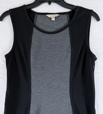 Banana Republic Dress 6 Black Gray Bodycon Sleeveless Knit Short Sleeve Womens