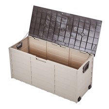 290L Outdoor Storage Box Garden Deck Container Cushion Box with Wheels Patio