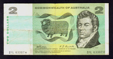 Australia R-83 S. (1968) Phillips/Randall - 2 Dollar STAR Note.. Prefix ZFL. aVF