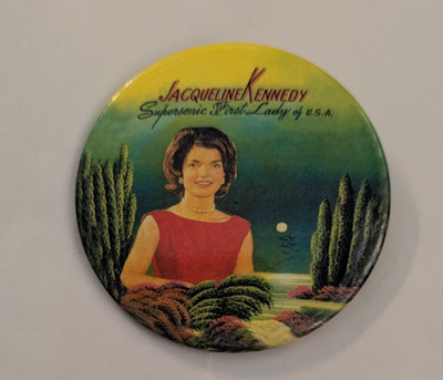 Vintage 2001 Pinback Pin Button 2'' Jacqueline Kennedy Supersonic First Lady USA