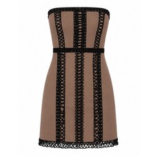 Free People Taupe City Lights Crochet-Detail Tube Mini Dress Size 2