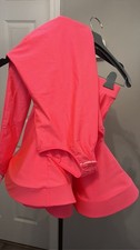 YIGUODANCE Neon Pink 2-Piece Bodysuit Skirt 12/Tag 150 Dance Dress Up Costume