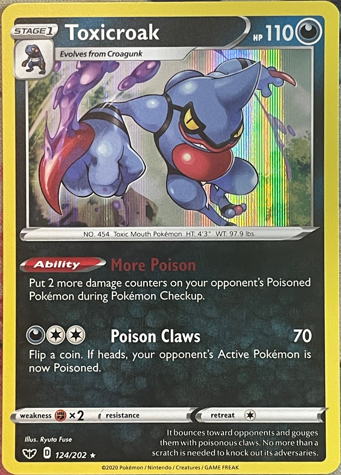 Toxicroak Holo Rare - 124/202 - Sword & Shield Base Pokemon 2020