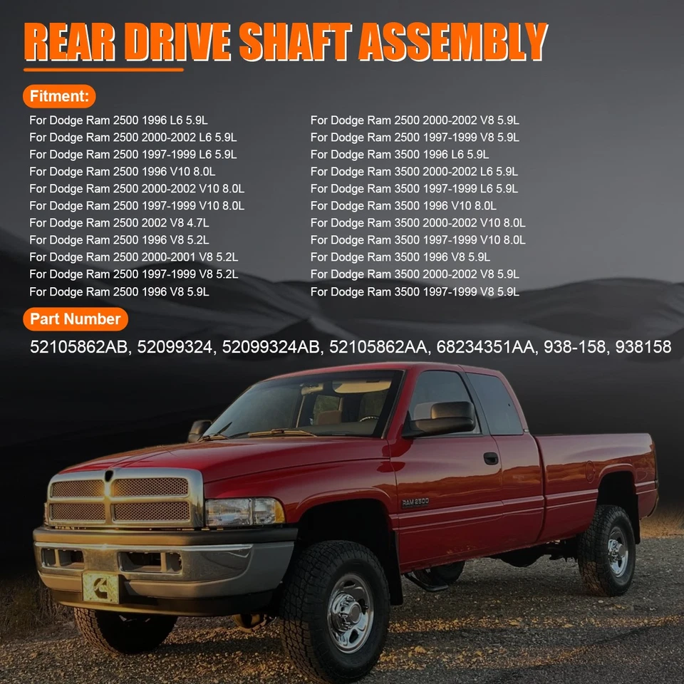 Front Drive shaft Assembly For 96-2002 Dodge Ram 2500 Ram 3500 4WD 938-158 Foto 4 de 4