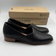 Clarks Collection Juliet Palm Black Leather Dressy Flats Loafers Women's Size 7M