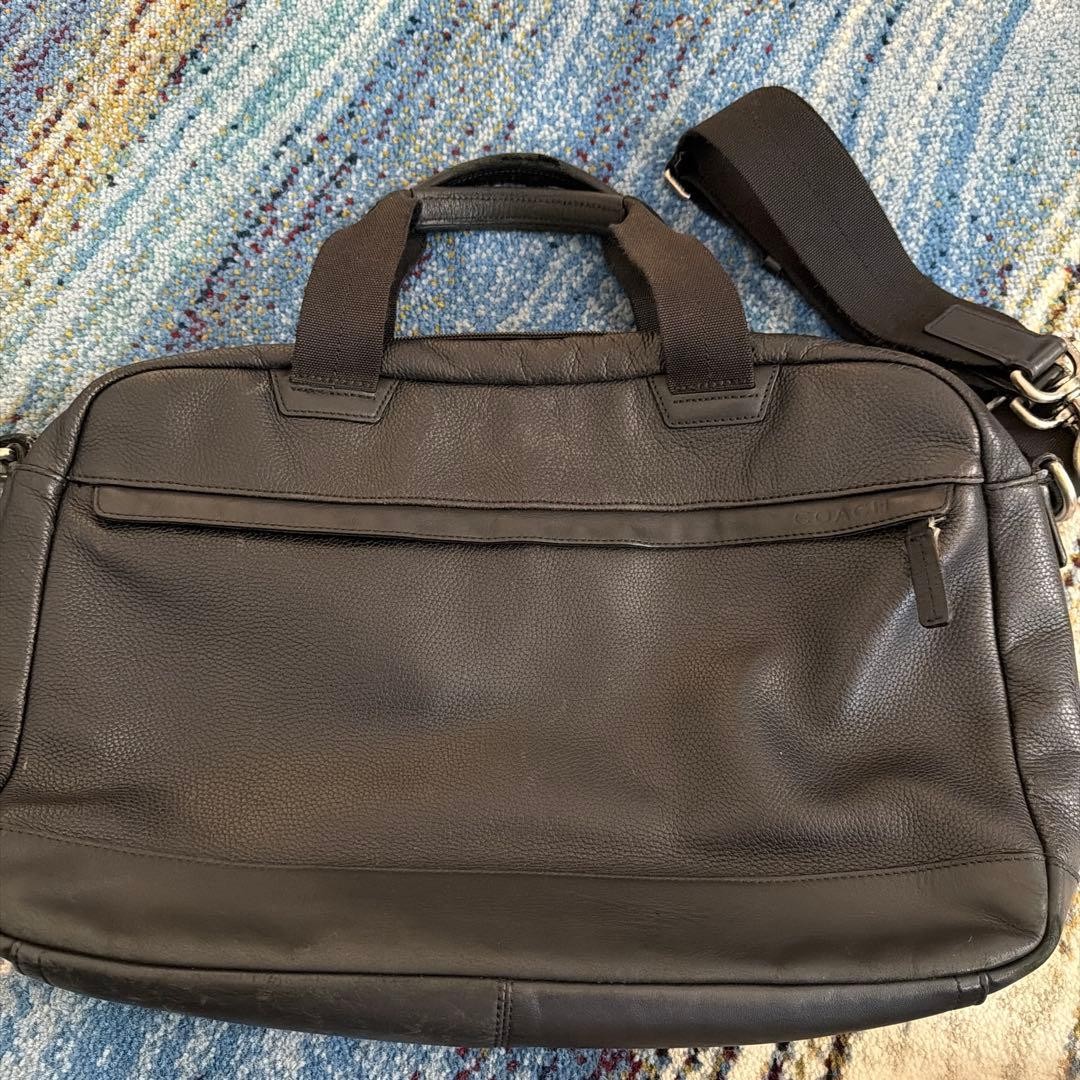 COACH 2Way Briefcase Shoulder Bag Men Black Leather Used From Japan