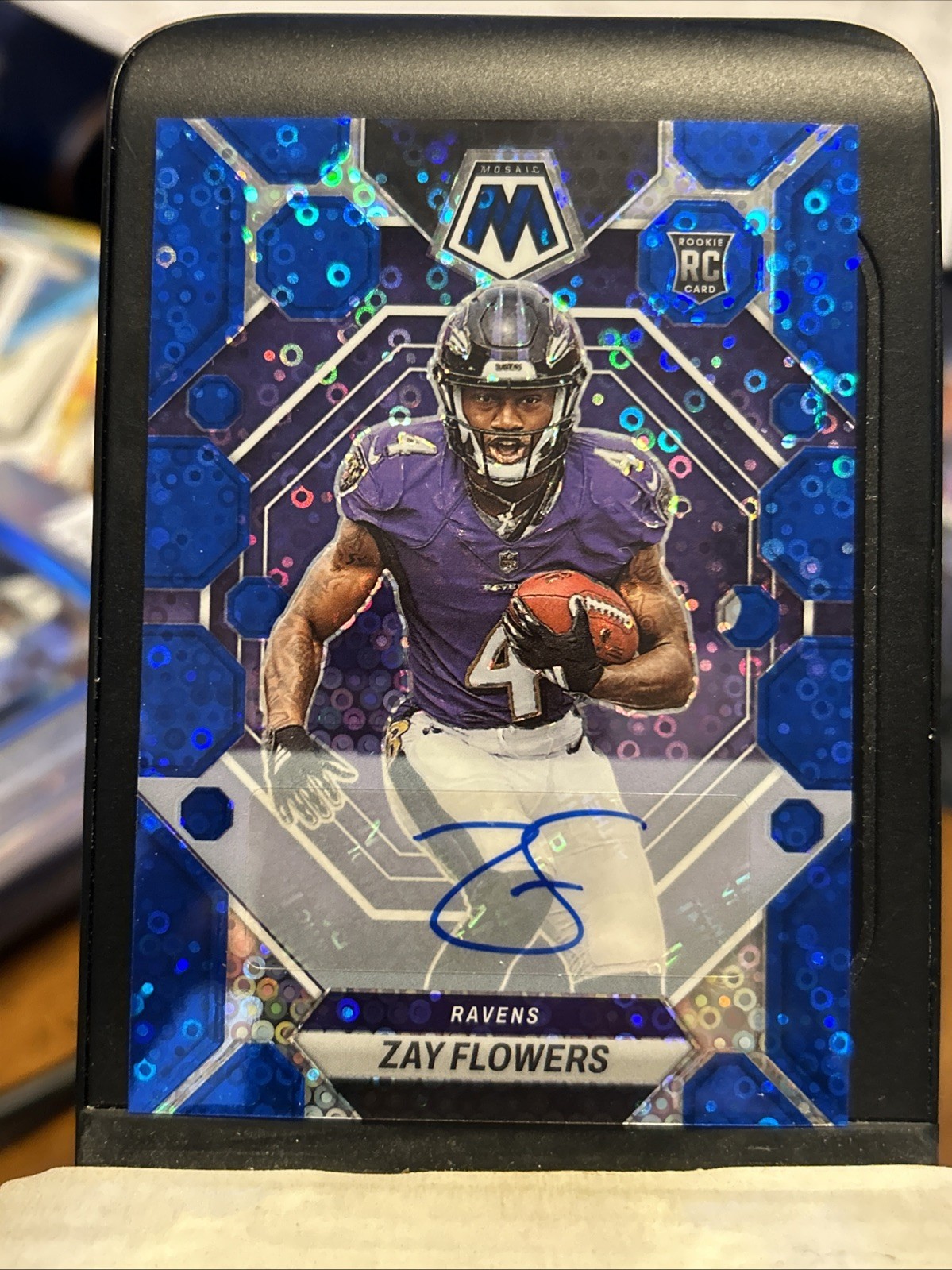 2023 Mosaic Zay Flowers Rookie Auto RC No Huddle Blue Rookie #380 Ravens