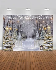 Winter Wonderland Snow Forest Backdrop for Holiday Photography 7x5 Ft