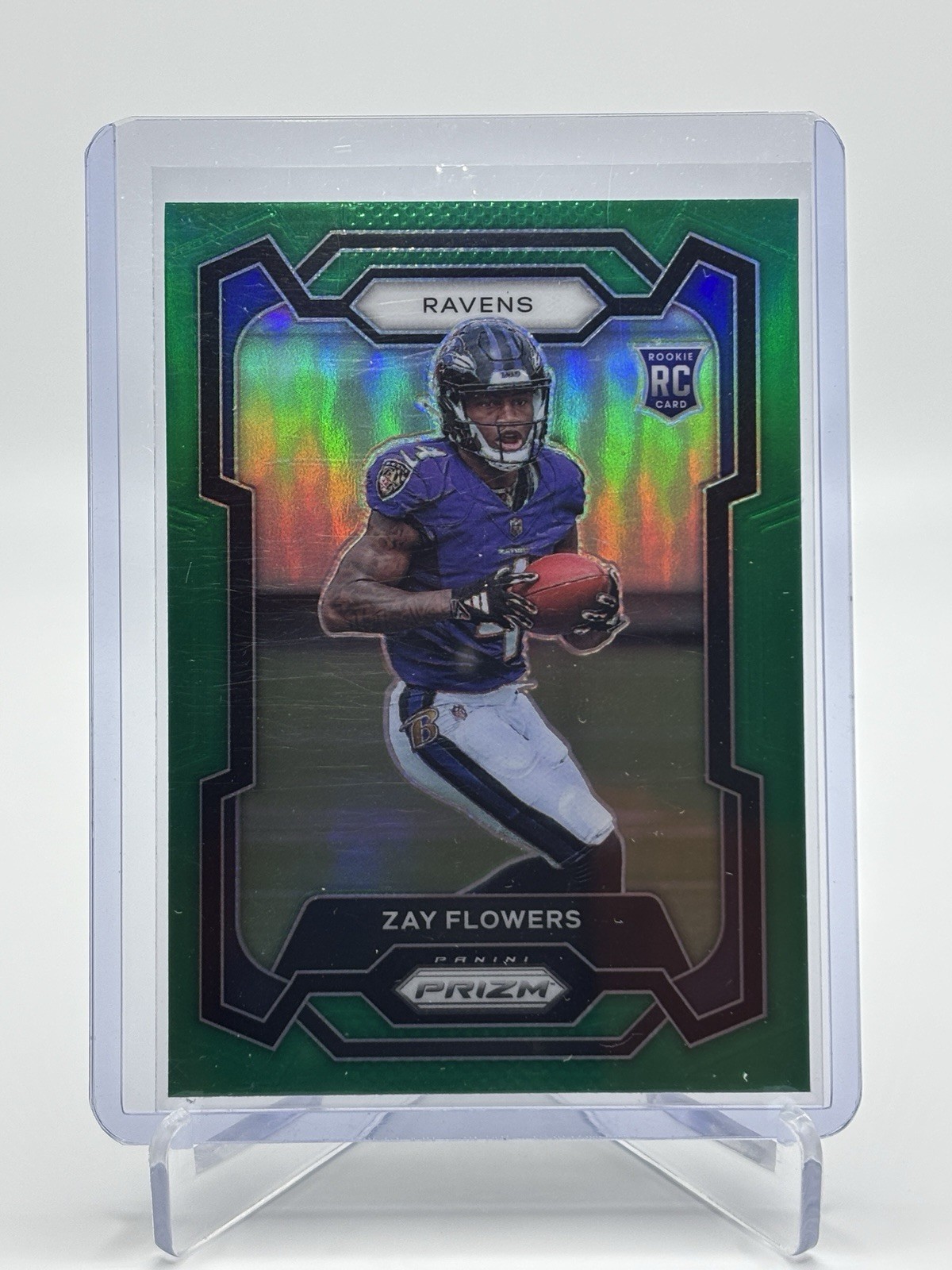 2023 Panini Prizm - Rookies Zay Flowers #307 Green Prizm (RC) Baltimore Ravens