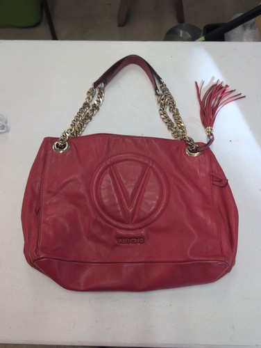 Authentic Valentino Verra Signature Red Leather Shoulder Large Hobo Bag