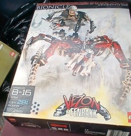 Lego 8764 Bionicle VEZON & FENRAKK With instructions & box. Has Flaws Pleas read