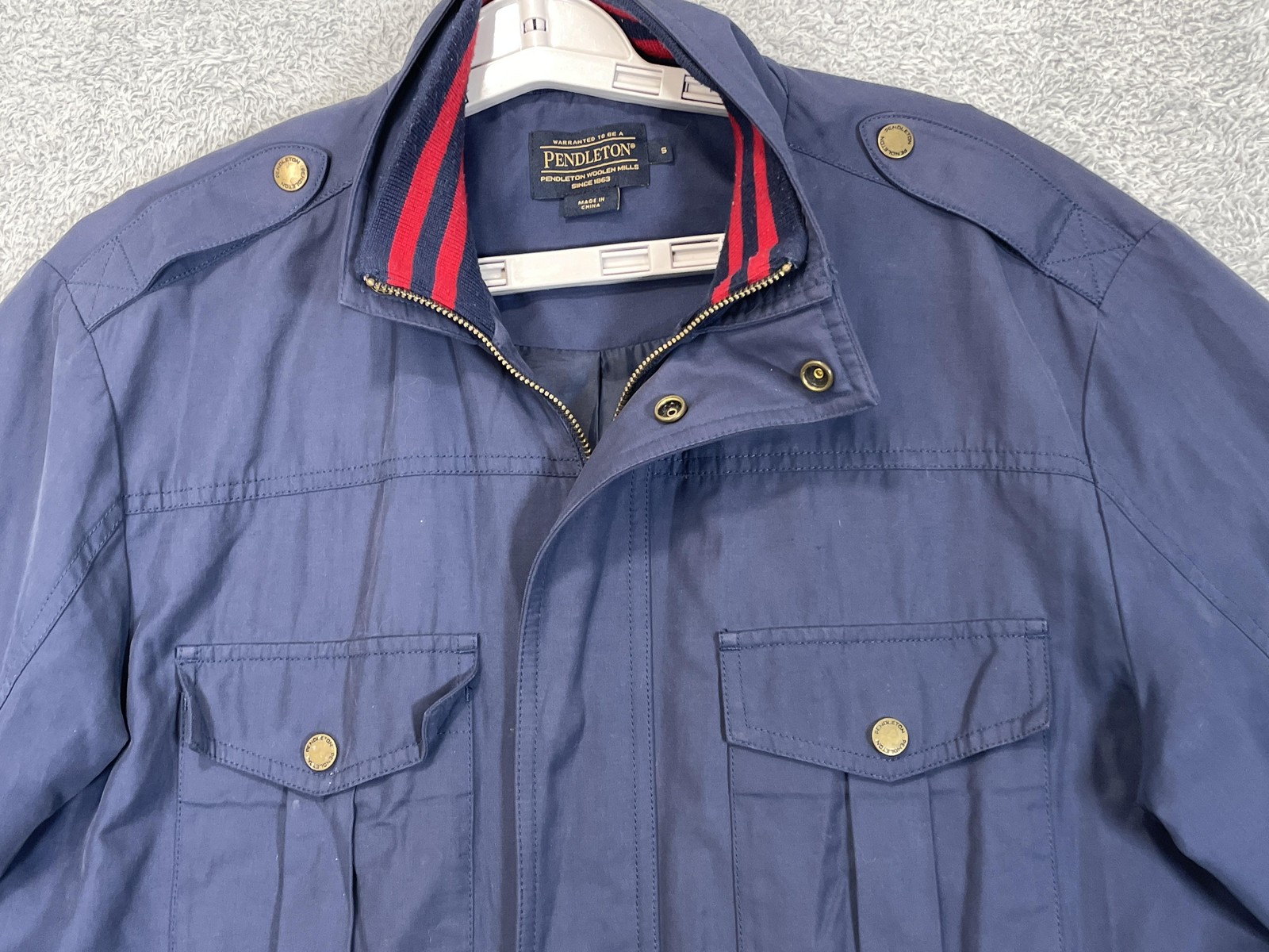 Pendleton Jacket Mens Small Blue Cotton Nylon Mil… - image 5