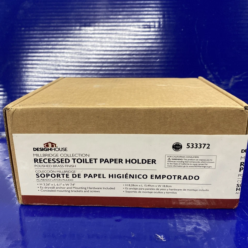 Soporte de papel higiénico empotrado Design House 533372 Millbridge, latón pulido Foto 2 de 3