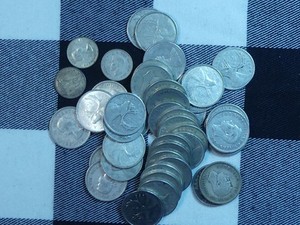 CB161: CANADA, Tube of 41x 25cents, 3x10cents, 0.800 silver, 7.95oz