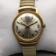 Vintage Elgin Sportsman Watch Mens 33mm Gold Tone Stretch Band Manual Wind