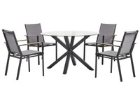 Gartenset Aluminium Tisch Glas 120 Cm Mit 4 StüHlen Schwarz Maletto/Busseto