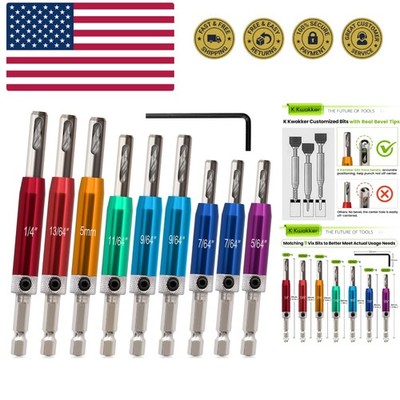Self Centering Drill Bit Set 1/4'' Hex Shank VIX Bit, 5/64'' to 1/4'' Custom Col...