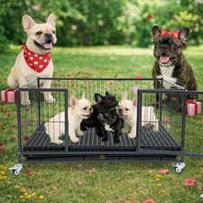 Taller Heavy Duty Dog Whelping Box Puppy Playpen, 43" Stackable Metal Dog Crate